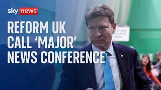 Watch Reform UK Party leader Richard Tice call 'major' news conference