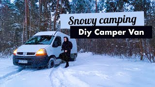 Snowy day in the DIY Camper van | slow life | Vanlife