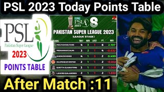 PSL Points Table 2023 ! PSL Points Table After Match 11 ! PSL Today Points Table