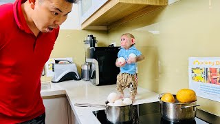 Bibi surprised Dad by preparing breakfast himself