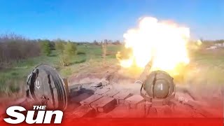 Russian propaganda video shows tank blasting 'Ukrainian targets'