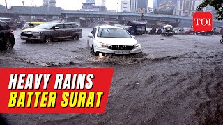 Gujarat Rains: Heavy rains leave Surat in chaos, causes waterlogging, traffic Jams; textile Hub Hit