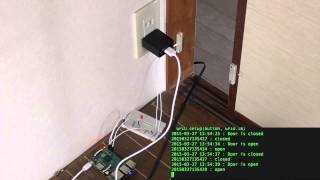 Door state detector with RaspberryPi / ラズベリーパイによる扉の開閉検知