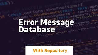 error message database