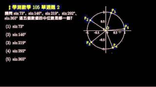 【學測數學】105 單選2：三角函數的中位數