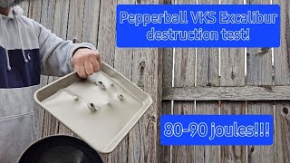 Pepperball VKS/ FSC Stinger/ T9.1 MP7 vs steel pan and skillet! Destruction test!