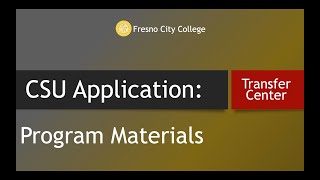 CSU Application: Program Materials