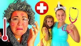 Ruby & Bonnie Help Sick Granny! Kids Pretend Play Learning how to be a doctor video