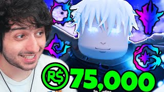 I Spent $75,000 ROBUX to get 0.1% Gojo Satoru in Anime Vanguards Roblox