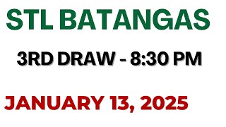 STL  Batangas  result today live 8:30 PM | January 13 2025 8:30 PM draw