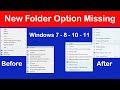 New Folder Option Missing Windows 11 & 10