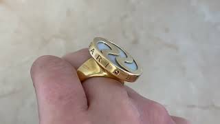 Bulgari Vintage 18k Yellow Gold and Mother of Pearl Swivel Ring, Circa 1980 - hand video