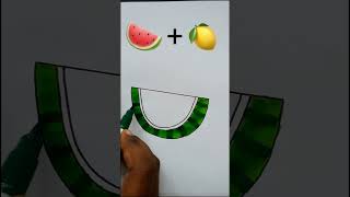 🍉+🍋 mix drawing #shorts #viral #satisfying #creative