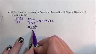 Ratio and Rates - Price per Ounce