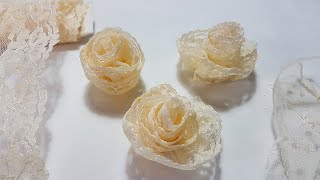 How to make a rose shaped lace flower