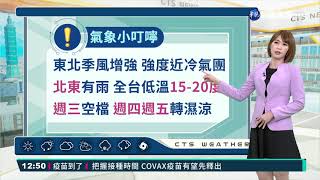 北台灣變天濕冷 明低溫下探15度｜華視生活氣象｜華視新聞 20210404