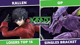 Xanadu Homecoming: Losers Top 16 - Kallen (Joker, Palutena) vs OP (Ridley) SSBU Singles