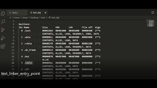C Program Executable file (Entry point - Linker - OBJ_dump)