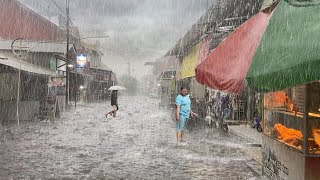 Heavy Rain and Thunderstorms in the Beauty of Village Life | ASMR, Natural Rain for Healing Insomnia