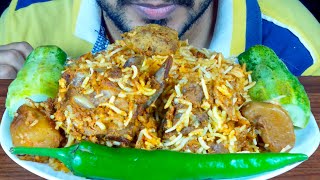 oh NO! EATING SPICY MUTTON KACCHI BIRYANI with CHILLI | MUKBANG | REAL EATING SOUND