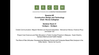 ARCOM 2021: Construction Design and Technology (Session 6E)