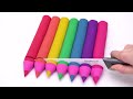 satisfying video l how to make rainbow pencil with kinetic sand cutting asmr 2