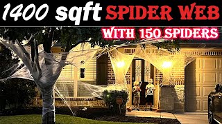 1400 sqft  Halloween Spider Web with Extra 150 Fake Spiders | Best Budget Halloween Outdoor Decor 🕸🕷