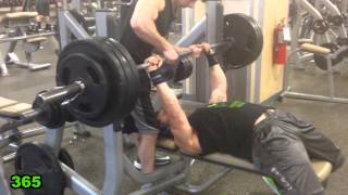 365 lb Bench Press PR (Mike Rosa, 19 years old, 180 lbs)