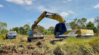 KOBELCO SK200-1 กับงานทอยดินร้อยเมตร ทีมงานเสี่ยต้นธีรพงษ์