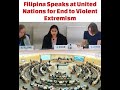 Filipina Speaks at the United Nations (UN) Calling for End to Violent Extremism and Terrorism