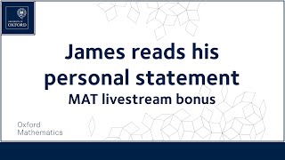 Reading my personal statement | MAT Livestream Bonus