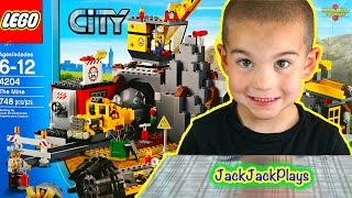 SURPRISE Lego City Mine Unboxing! Toy Crane, Diggers, Dump Truck, Train Car Playing | JackJackPlays