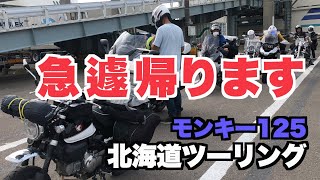 モンキー125 北海道ツーリング2021 急遽帰ります。虫に刺されて腫れてしまって人相が変わった。 白金野営場〜夕張〜小樽フェリー乗り場。