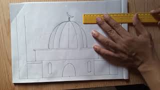 رسم المسجد للمسلم ، تعليم رسم مسجد للمبتدئين و الأطفال ، رسم مسجد 