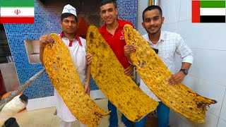 IRAN FOOD IN DUBAI 🇦🇪 !! 4 FEET LONG IRANIAN SANGAK BREAD AND BEST PERSIAN KABAB IN DUBAI