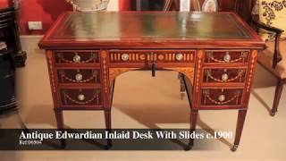 Antique Edwardian Inlaid Desk With Slides c.1900