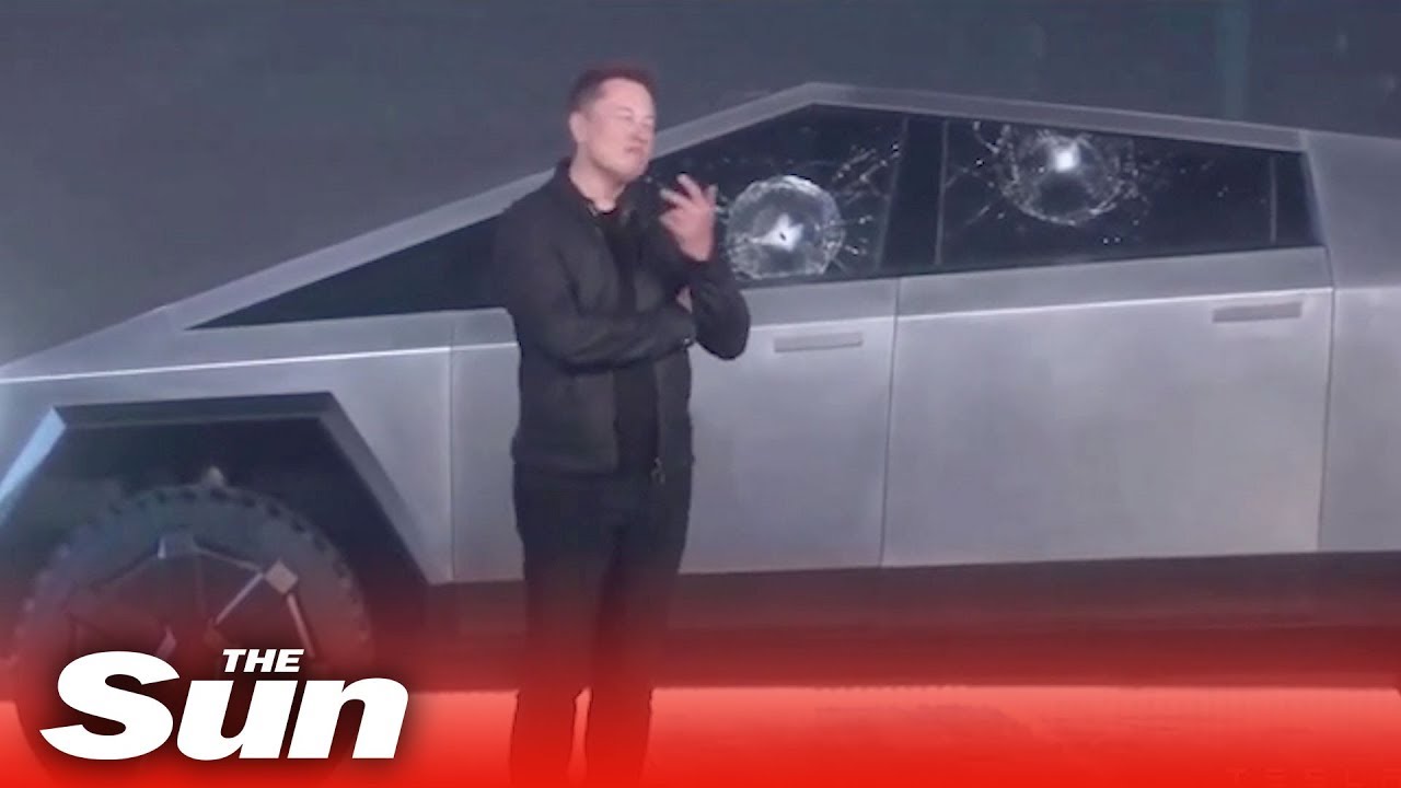 Elon Musk's Epic Cybertruck 'bulletproof' Window Smash Fail - YouTube