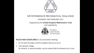 UKMT Intermediate Maths Challenge 2017