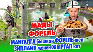 Сүйүнчү! ЗИПЛАЙН ачылды! Мадыдагы ФОРЕЛЬ БОРБОРУНА келип ЖЫРГАП КЕТКИЛЕ! Балык шашлык БАШТАЛДЫ