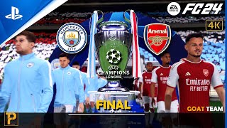 EA SPORTS FC 24 - Manchester City vs Arsenal - Final Champion League - PS4 Pro Gameplay [4K 60FP]