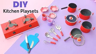 DIY Homemade toy Kitchen set for kids / How to make kitchen set | Paper kitchen set Crafts - DIY