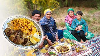 The Juiciest Lamb Recipe | Iran Lamb Pilaf on Campfire - Village Lamb and Rice