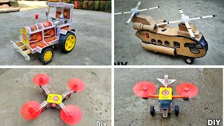 4 Amazing Homemade Matchbox DIY TOYs | Tractor | Drone | Chinook 47 Helicopter
