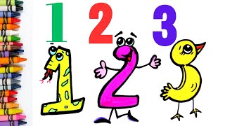 123, 123 Numbers Drawing, Coloring, Painting For Kids & Toddlers, Lets Learn Numbers, Numbers song