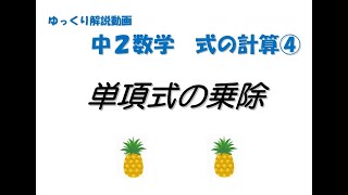 『中学２年生　数学』式の計算④　単項式の乗除