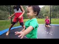 Kids Jumping Trampoline Challenge Family Fun Playtime with Imani and Family!!