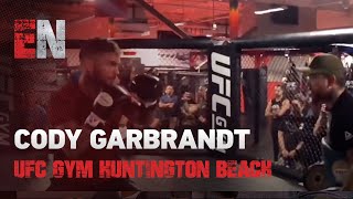 Sick skills - Cody Garbrandt with great boxing and kicks opening of UFC gym Huntington Beach