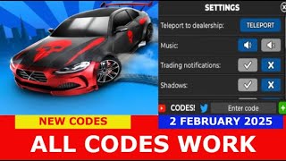 *NEW CODES* [CRIME!] Car Dealership Tycoon ROBLOX | ALL CODES | 02/02/2025