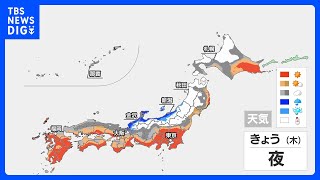 【きょうの天気】日本海側で雨・雪・風が強まる　太平洋側は日差し暖かく　あすから“年末寒波” 日本海側は大雪や猛吹雪のおそれ｜TBS NEWS DIG