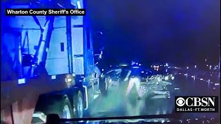 Big Rig Narrowly Misses Hitting Wharton County Corporal On Texas Highway